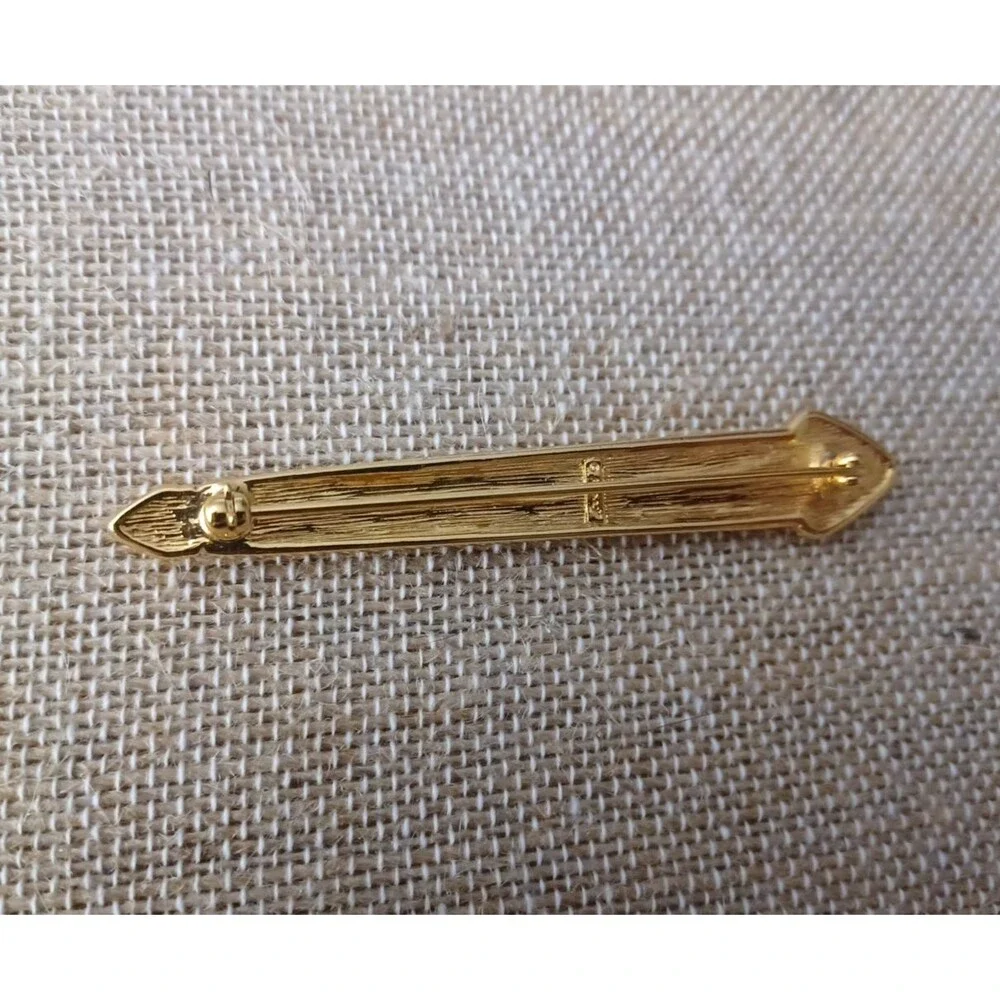 MONET Crystal Pearl Rhinestone Arrow Lapel Bar Pin Brooch